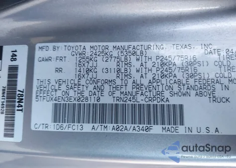2014 Toyota Tacoma from USA, damaged, VIN 5TFUX4EN3EX028110